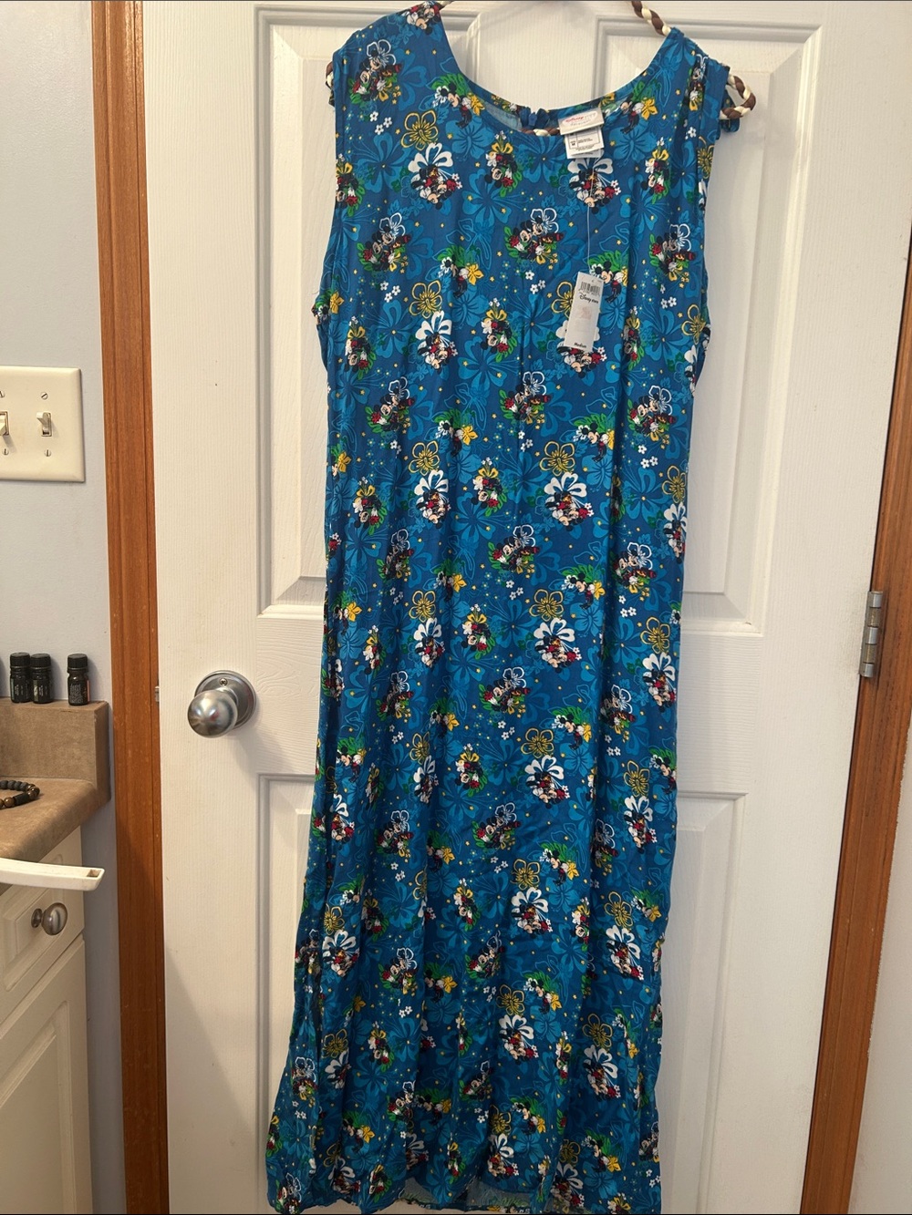 Disney Mickey and Minnie Mouse blue Hawaiian Sleeveless Maxi Dress